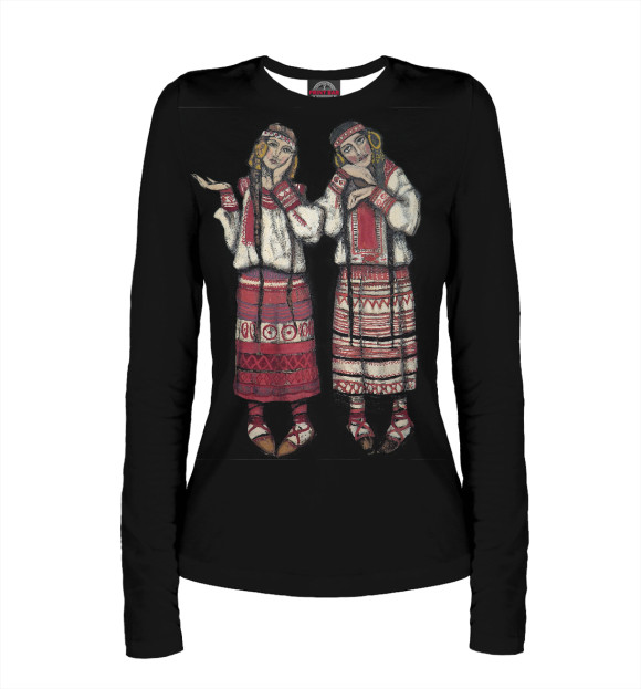 Женский лонгслив с изображением Рерих Крестьянки цвета Белый