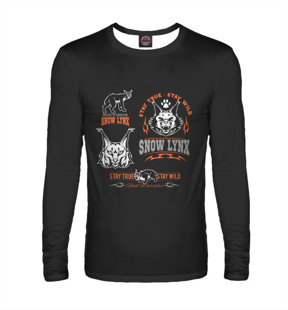 Мужской лонгслив с изображением Рысь цвета Белый