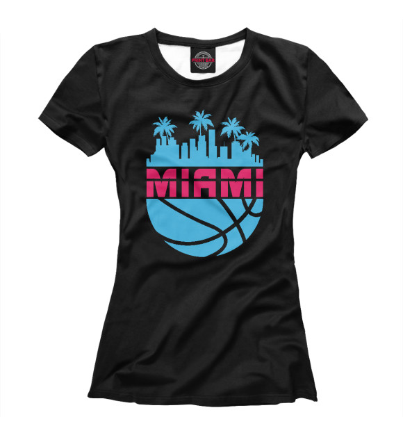 Женская футболка с изображением Miami Basketball цвета Белый