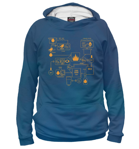 Женское худи с изображением Beer Brewing Schematic цвета Белый