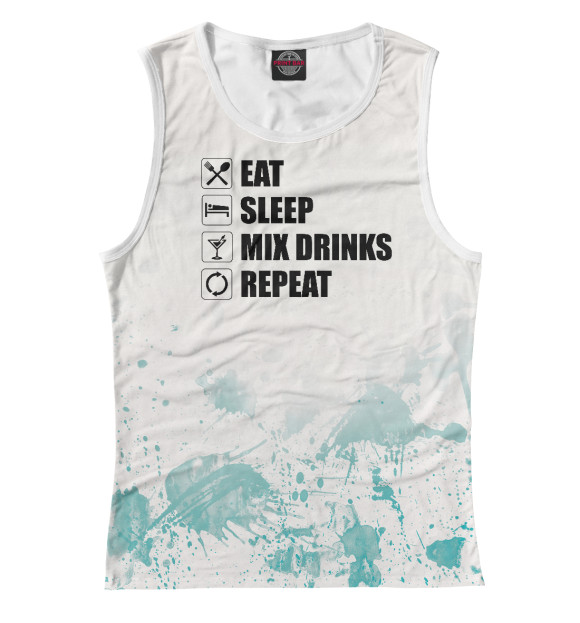Майка для девочки с изображением Eat Sleep Mix Drinks Repeat цвета Белый