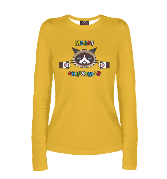 Женский лонгслив с изображением С Рождеством цвета Белый