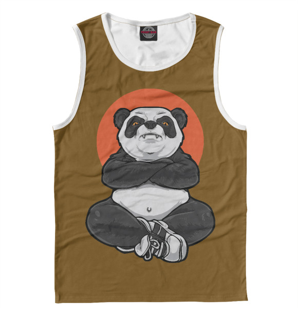 Мужская майка с притом Панда цвета Белый Мужская майка с изображением Панда цвета Белый