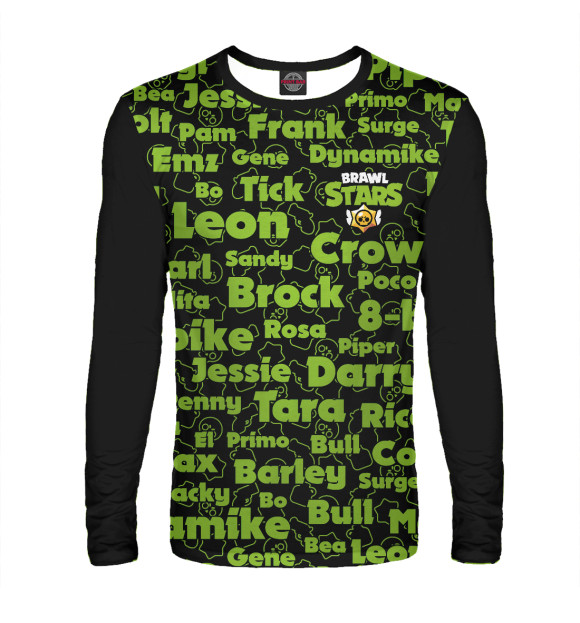 Мужской лонгслив с изображением Brawl Stars names цвета Белый