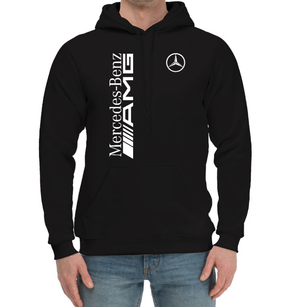 Мужской хлопковый худи с изображением Mersedes-Benz AMG цвета Черный