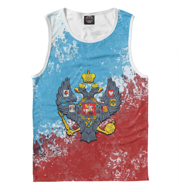 Майка для мальчика с изображением Russia триколор герб цвета Белый