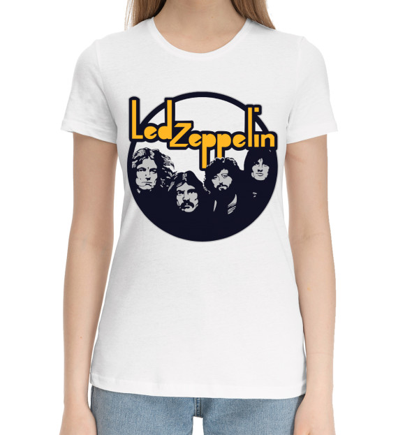Женская хлопковая футболка с изображением Led Zeppelin цвета Белый