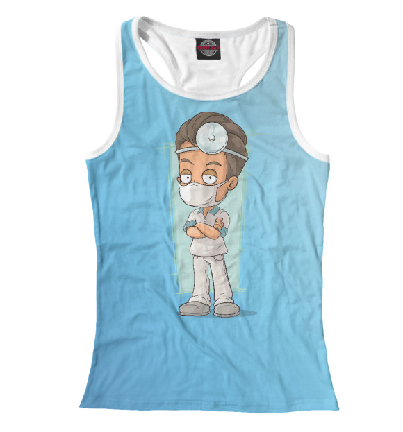 Женская майка-борцовка с изображением Я вас вылечу цвета Белый