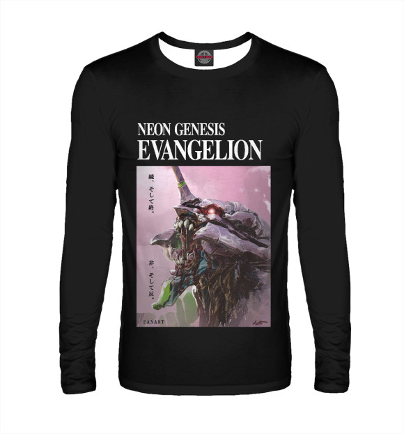 Мужской лонгслив с изображением Evangelion цвета Белый
