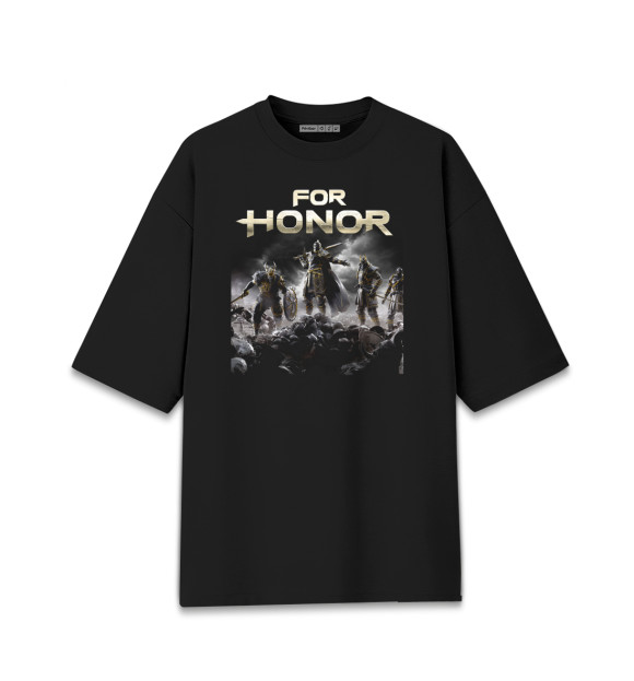 Мужская футболка оверсайз с притом For honor цвета Черный Мужская футболка оверсайз с изображением For honor цвета Черный