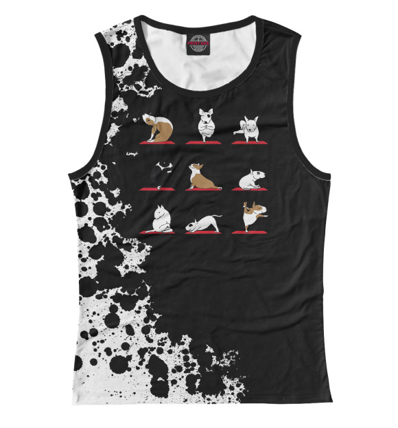 Женская майка с изображением English Bull Terrier Yoga цвета Белый