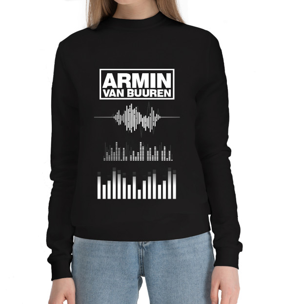 Женский хлопковый свитшот с изображением Armin van Buuren эквалайзер цвета Черный