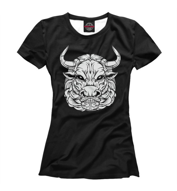 Женская футболка с изображением Bull цвета Белый