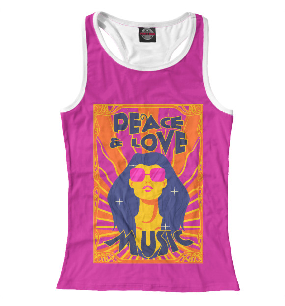 Женская майка-борцовка с изображением Peace adn love цвета Белый