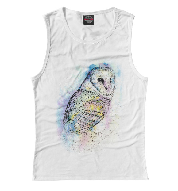 Майка для девочки с изображением Сипуха акварельная цвета Белый