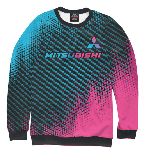 Свитшот для девочек с изображением Mitsubishi Neon Gradient цветные полосы цвета Белый