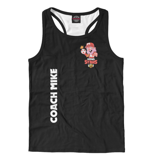 Мужская майка-борцовка с изображением BRAWL STARS COACH MIKE цвета Белый