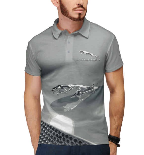 Мужское поло с изображением Jaguar цвета Белый