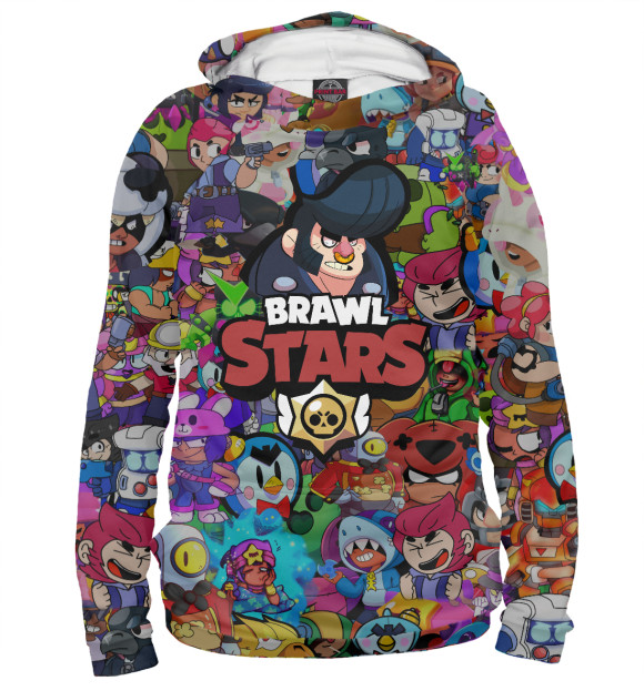Мужское худи с изображением Brawl Stars:Bull цвета Белый