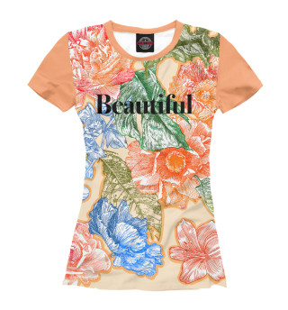 Женская футболка Сухоцветы на персиковом фоне