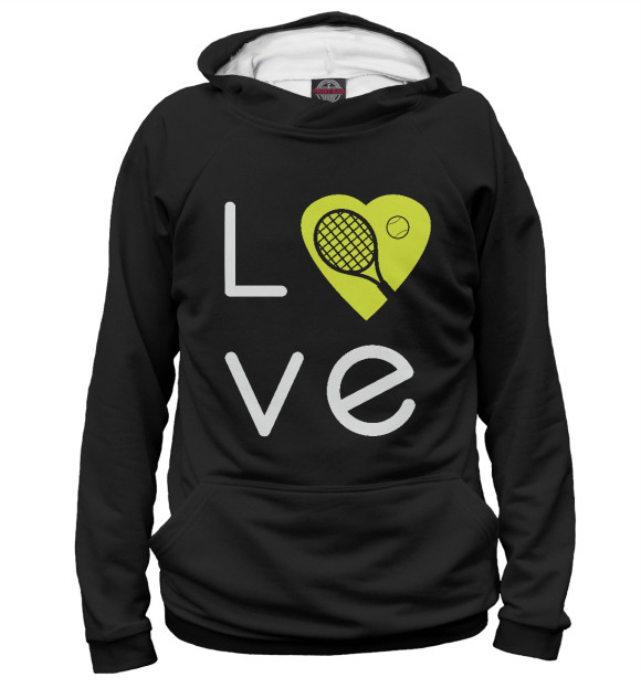 Женское худи с изображением Tennis Love цвета Белый