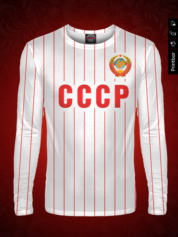 Мужской лонгслив с изображением СССР цвета Белый