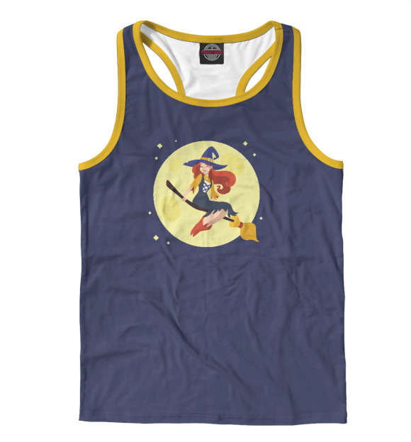 Мужская майка-борцовка с изображением Ведьмочка цвета Белый