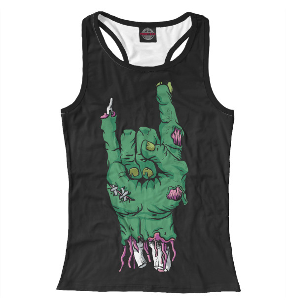 Женская майка-борцовка с изображением Rock Zombie цвета Белый