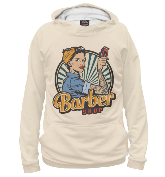 Мужское худи с изображением Barbershop цвета Белый
