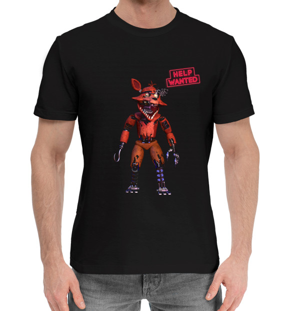 Мужская хлопковая футболка с изображением Five Nights at Freddy’s цвета Черный