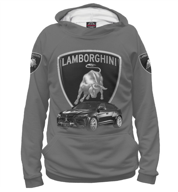 Мужское худи с изображением Lamborghini цвета Белый