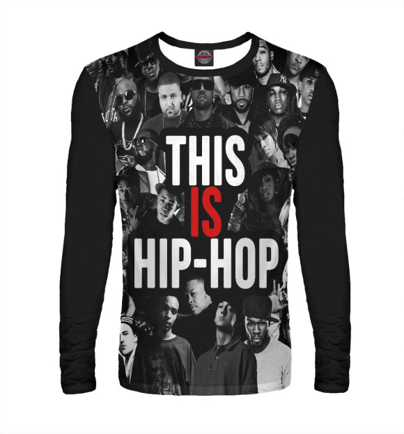 Мужской лонгслив с изображением HipHop цвета Белый