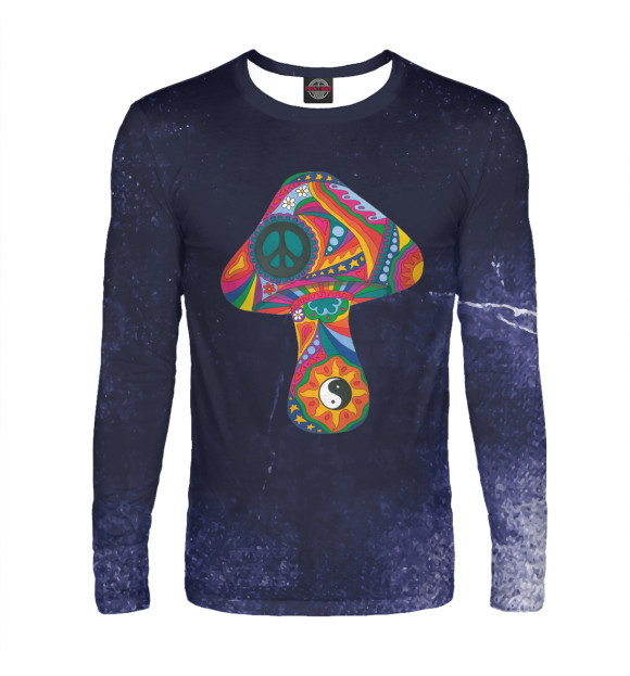 Мужской лонгслив с изображением Psychedelic Mushroom цвета Белый