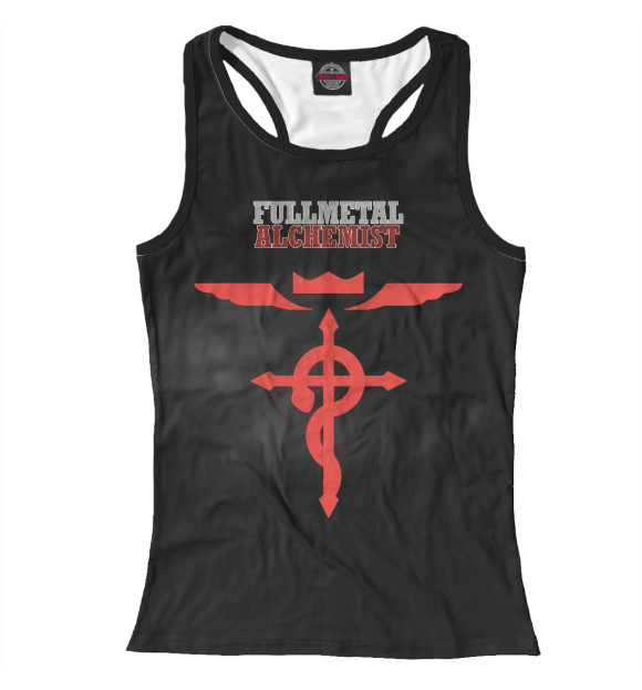 Женская майка-борцовка с притом Fullmetal Alchemist цвета Белый Женская майка-борцовка с изображением Fullmetal Alchemist цвета Белый