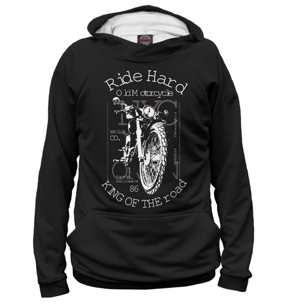 Женское худи с изображением Ride Hard цвета Белый