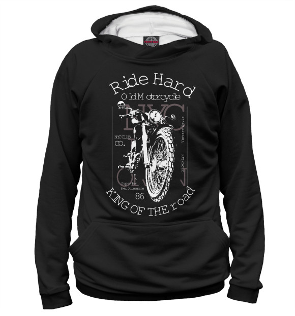 Мужское худи с изображением Ride Hard цвета Белый