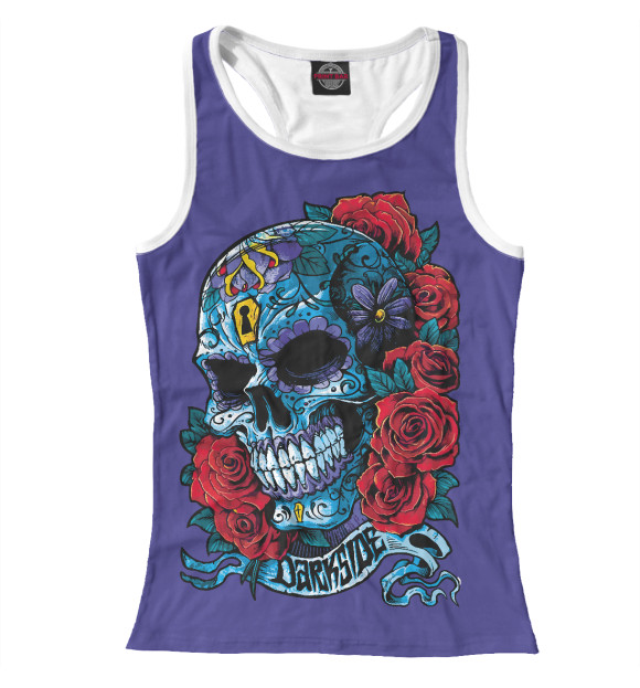 Женская майка-борцовка с изображением Skull&Rose цвета Белый