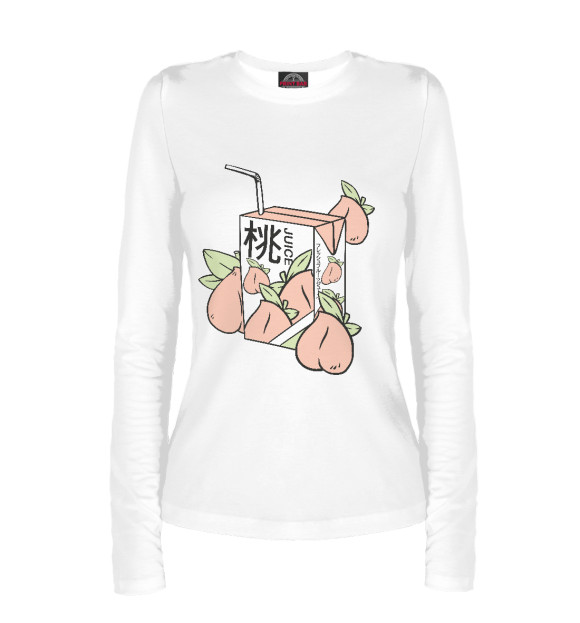 Женский лонгслив с изображением Japanese peach juice цвета Белый