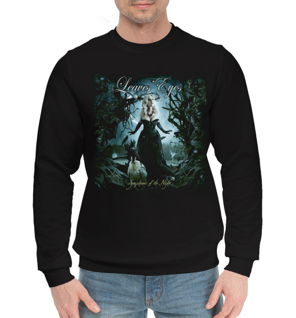 Мужской хлопковый свитшот с изображением Leaves'eyes цвета Черный