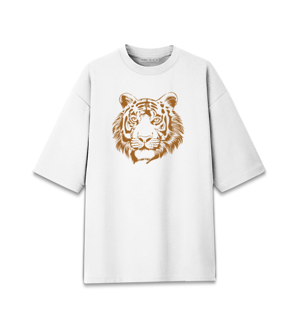 Женская футболка оверсайз с изображением Retro Tiger цвета Белый
