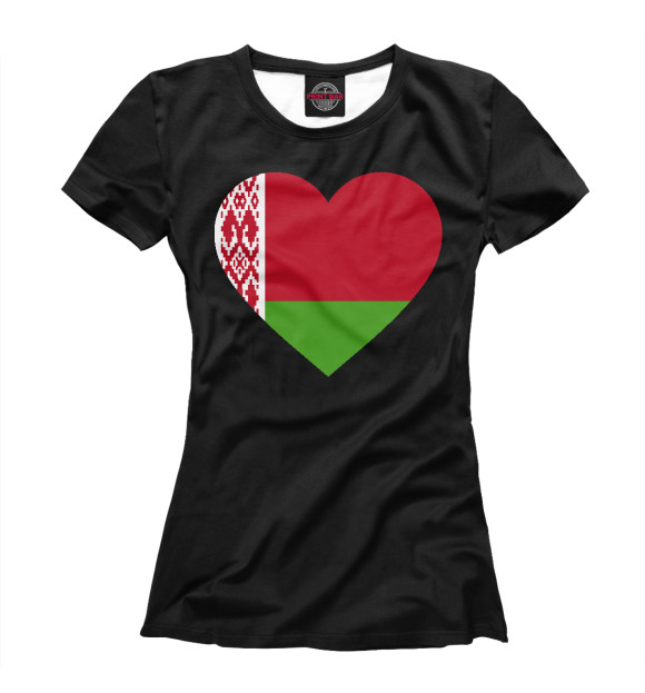 Футболка для девочек с изображением Belarus Heart цвета Белый