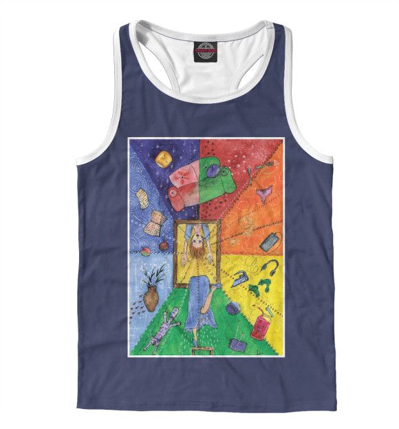 Мужская майка-борцовка с изображением Зазеркалье цвета Белый