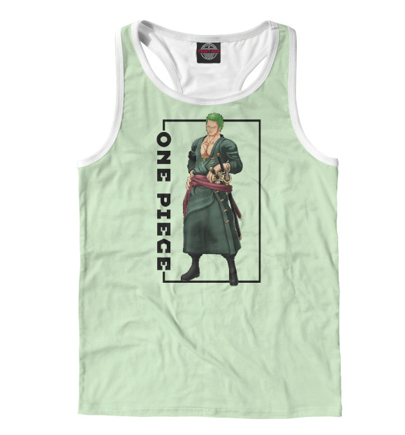 Мужская майка-борцовка с изображением Зоро Ророноа Ван Пис цвета Белый