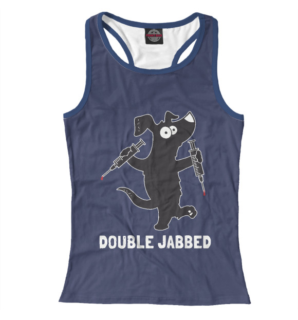 Женская майка-борцовка с изображением Двойная вакцина цвета Белый