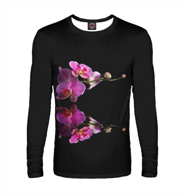 Мужской лонгслив с изображением Орхидеи цвета Белый