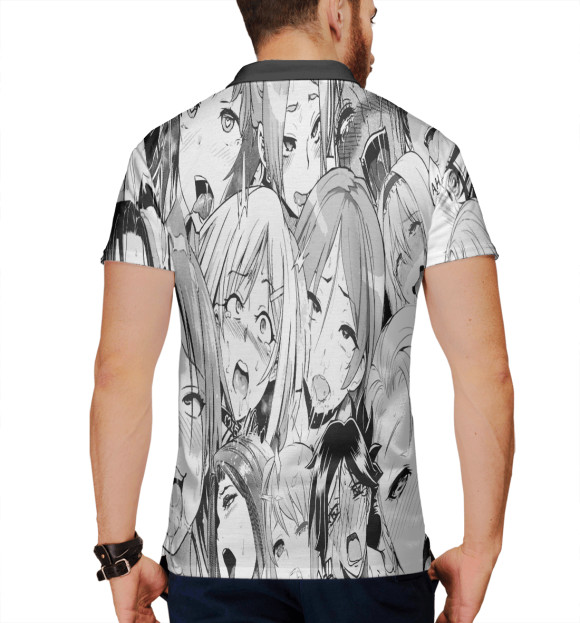 Мужское поло с изображением Ahegao | Ахэгао цвета Белый