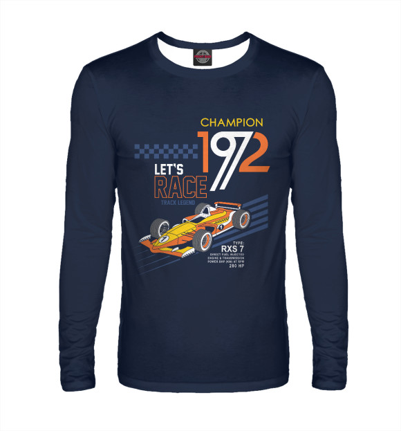 Мужской лонгслив с изображением Формула-1 цвета Белый