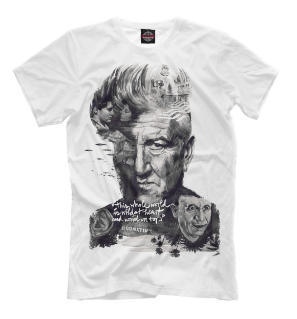 Мужская футболка с изображением David Lynch цвета Белый