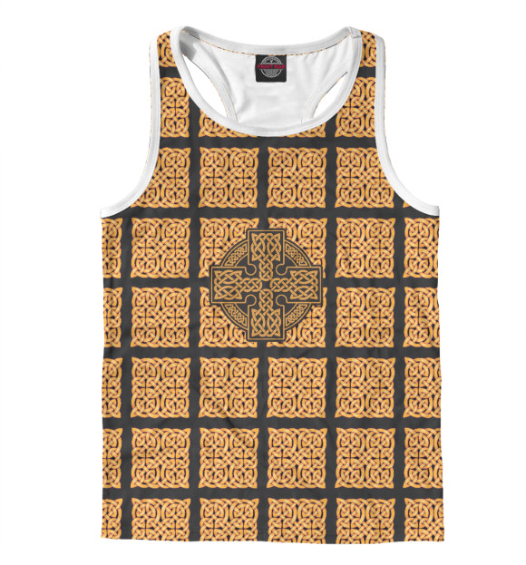 Мужская майка-борцовка с изображением Славянские символы цвета Белый