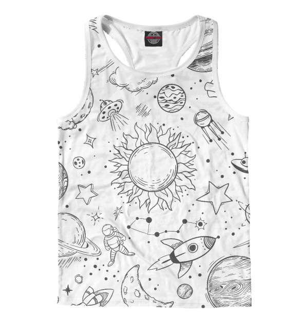 Мужская майка-борцовка с изображением Space цвета Белый